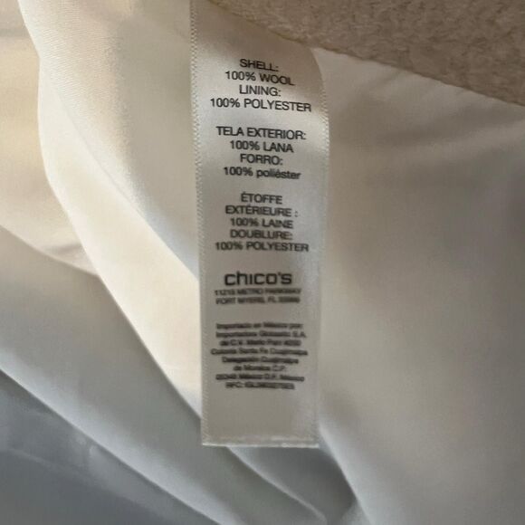 Chicos Wool Wrap Sweater Womens Medium (Chico's 1) Cream Snap Button Pockets - Picture 13 of 13